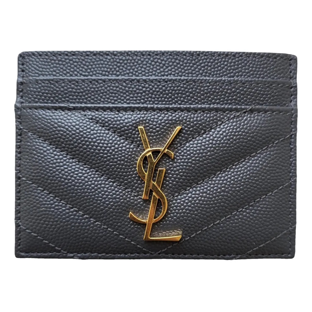 Authentic Saint Laurent Grey And Gold Card Holder